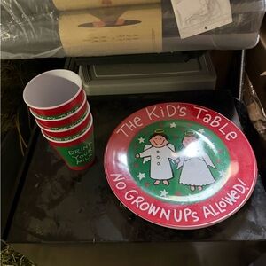 Festive Kids' Table Plate and Cup Set